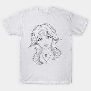 Elf Portrait | Beautiful Girl | Elf Ears Fantsie T-Shirt